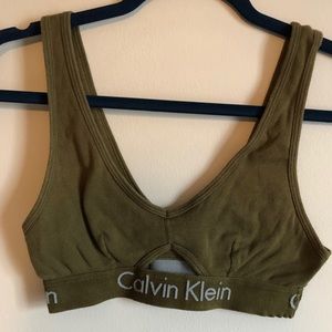 Calvin Klein Olive Green Keyhole Bralette M